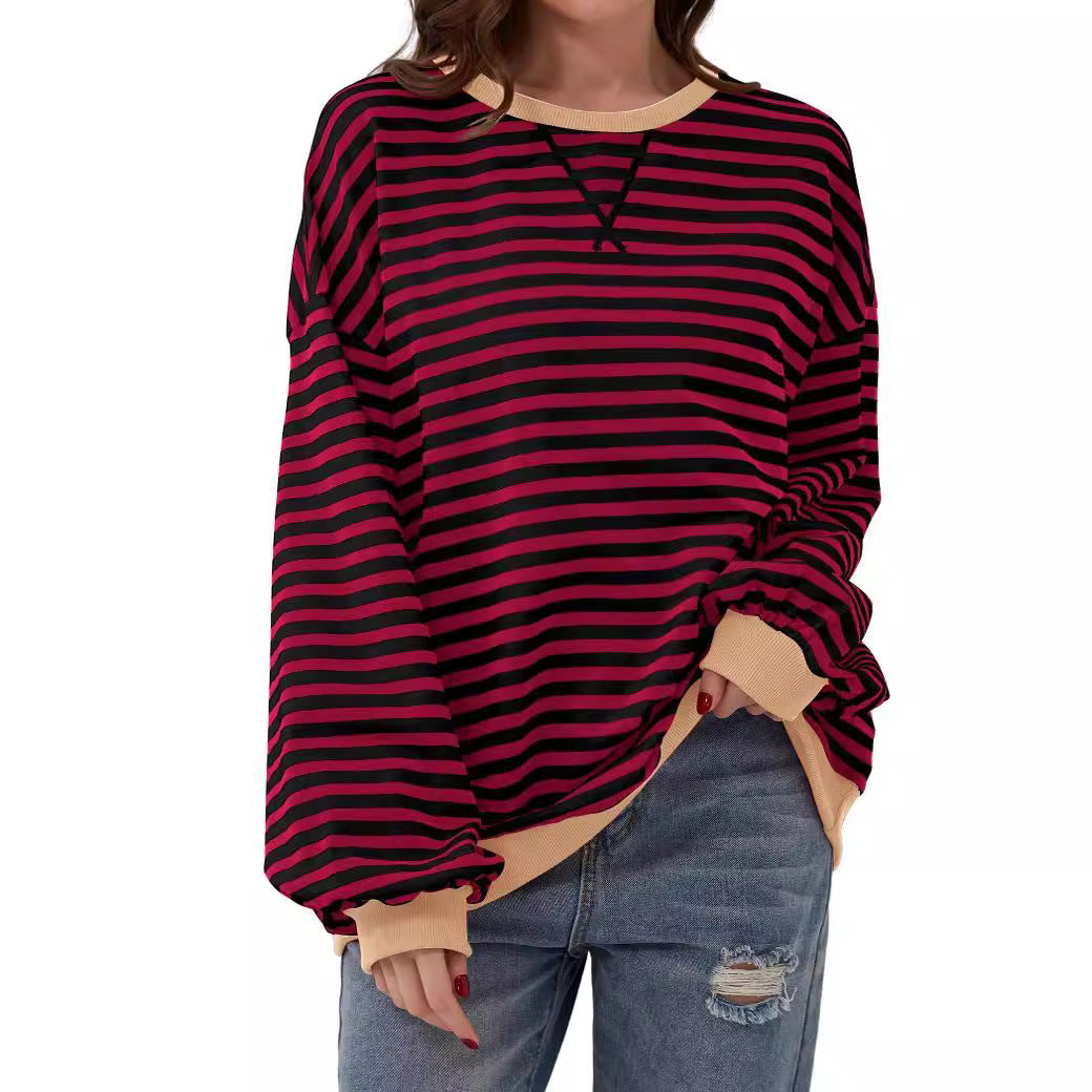 Eleanor Prescott | Striped Oversized Crew Neck Sweatshirt