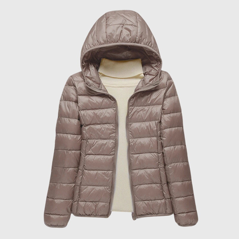 Lightweight Hooded Quilted Puffer Jacket with Front Zip