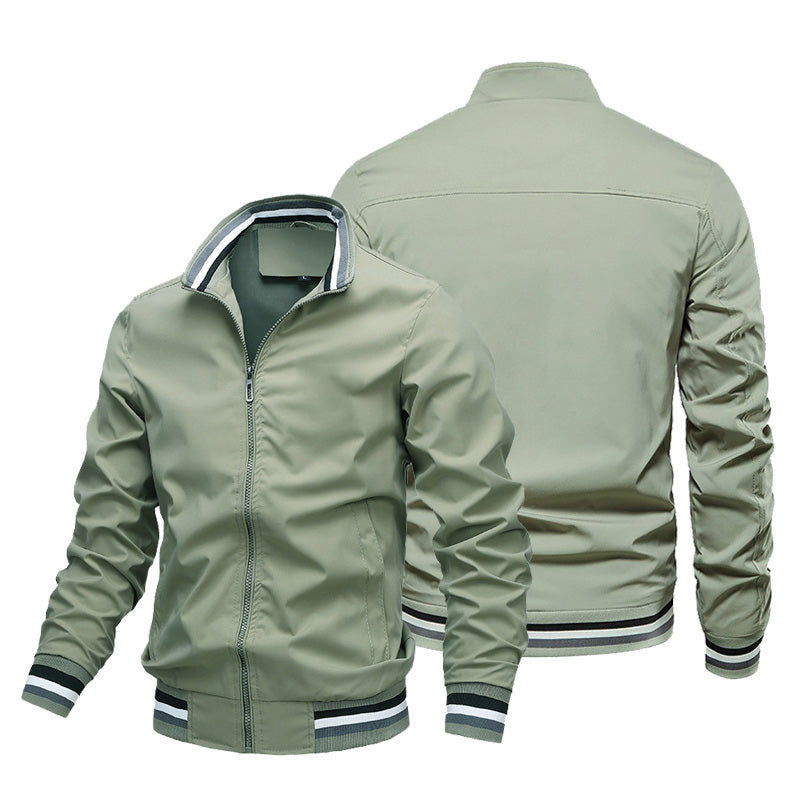 Alistair Thorne | Mens Jacket with Striped Rib Trim