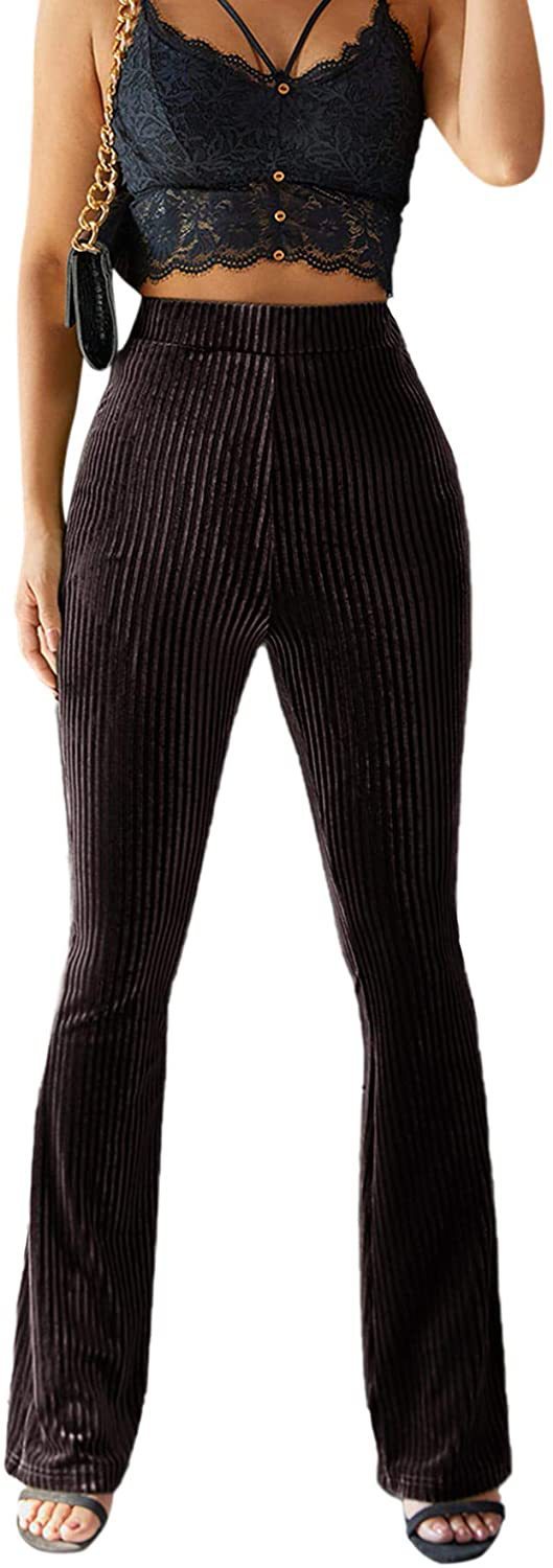 Isla Thompson | Velvet Ribbed High-Waist Flare Trousers