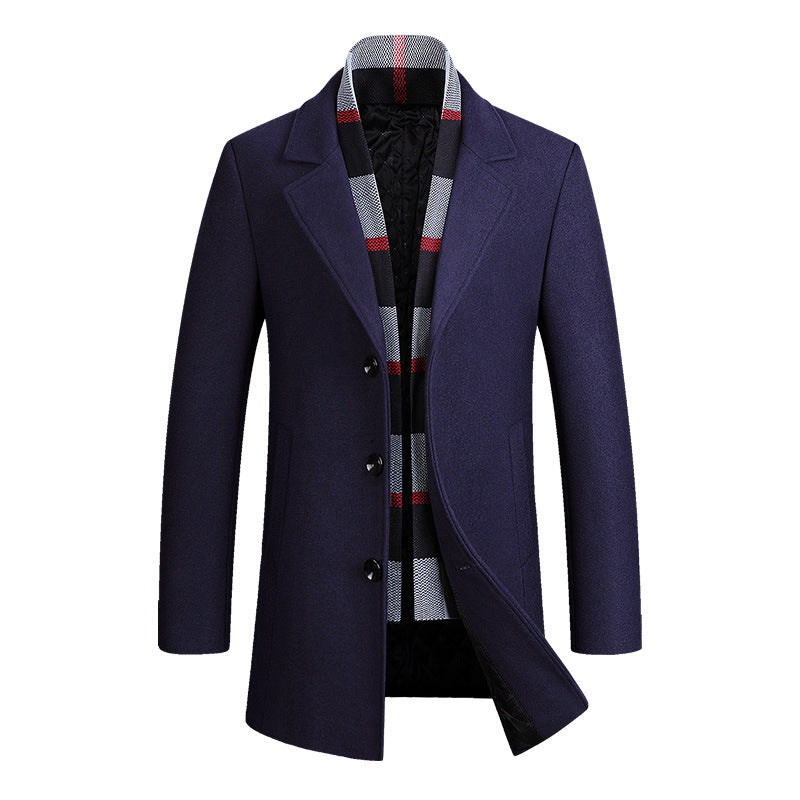 Malcolm Ashford | Charcoal Wool Mens Coat With Tartan Trim