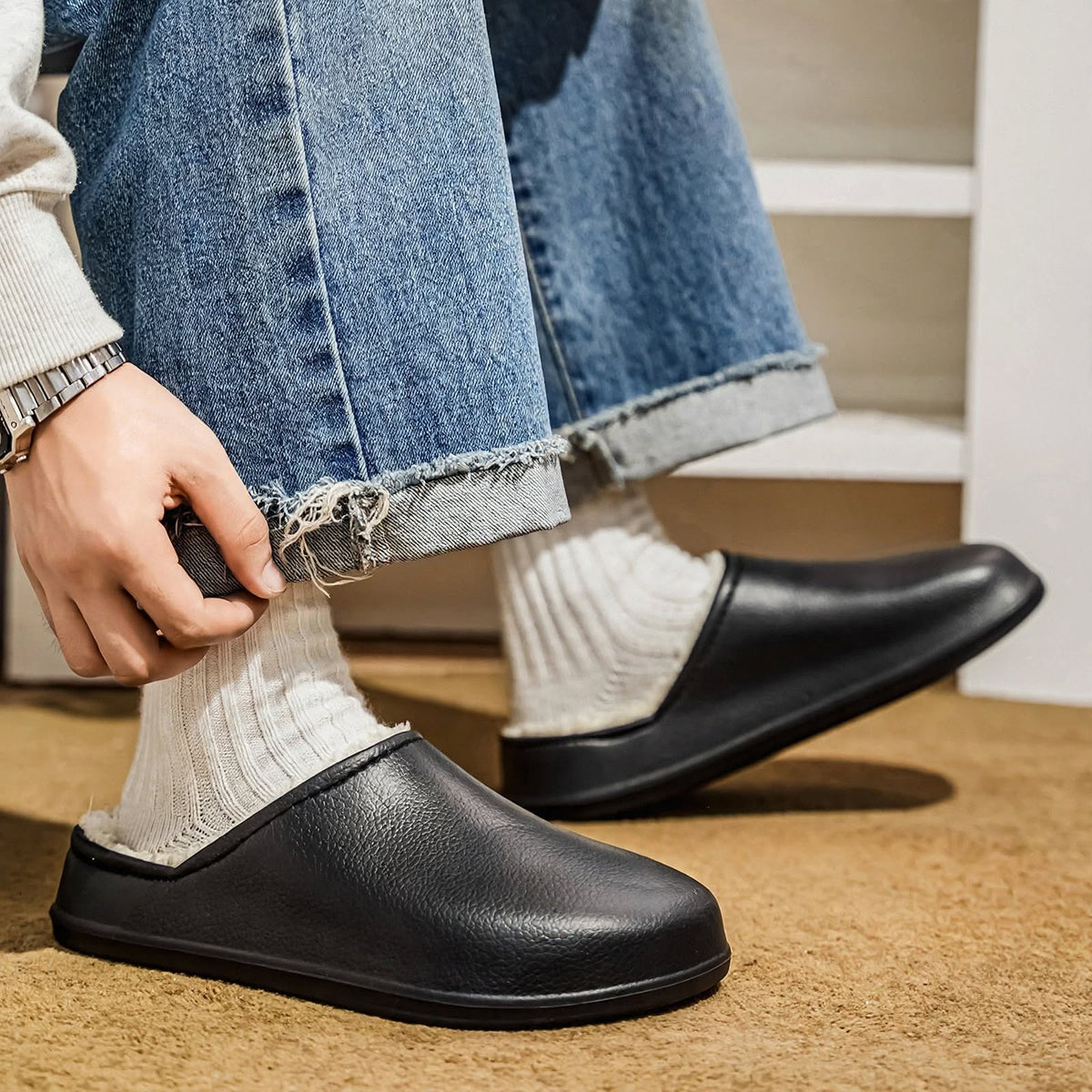 Ellis Thornbury | Fleece-Lined Slippers With Waterproof Sole