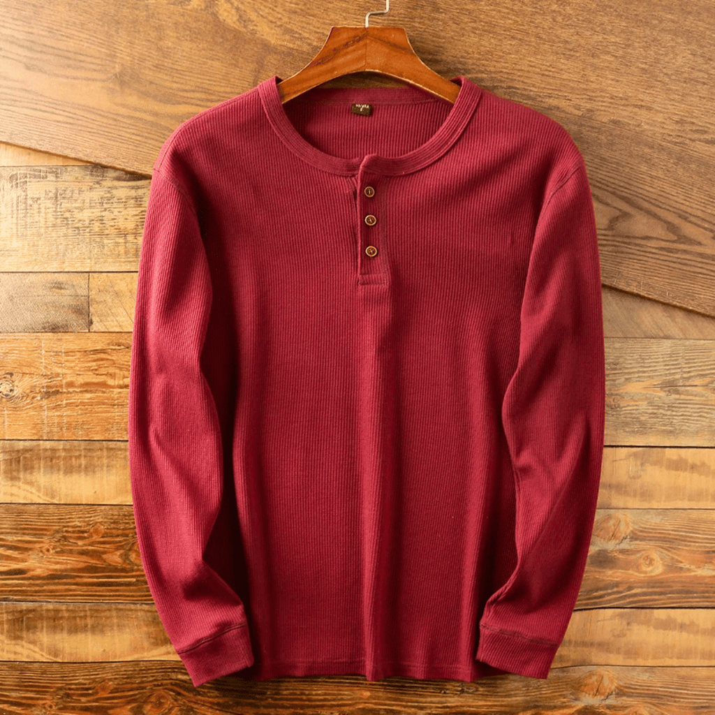 Ellis Turner | Ribbed Henley Neck Long Sleeve Shirt