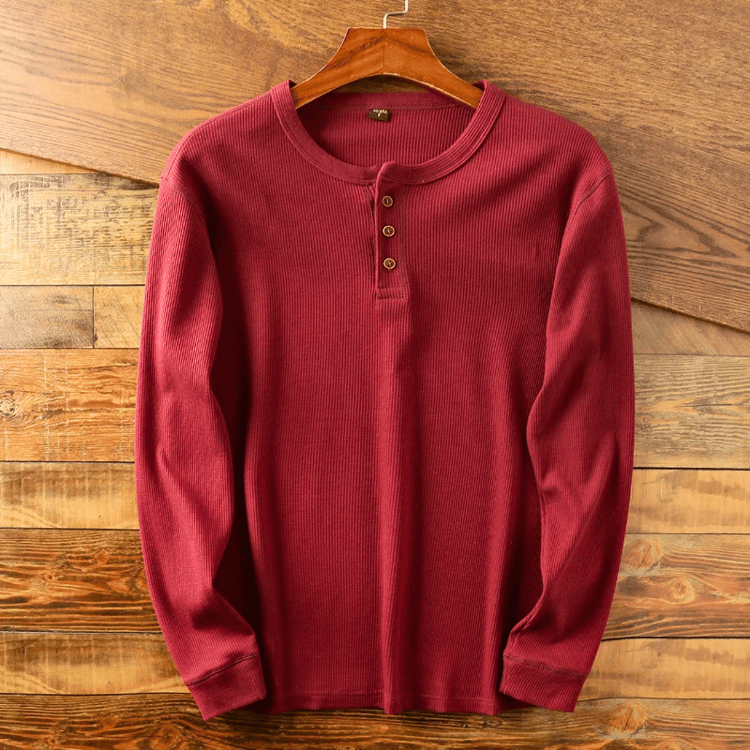Ellis Turner | Ribbed Henley Neck Long Sleeve Shirt