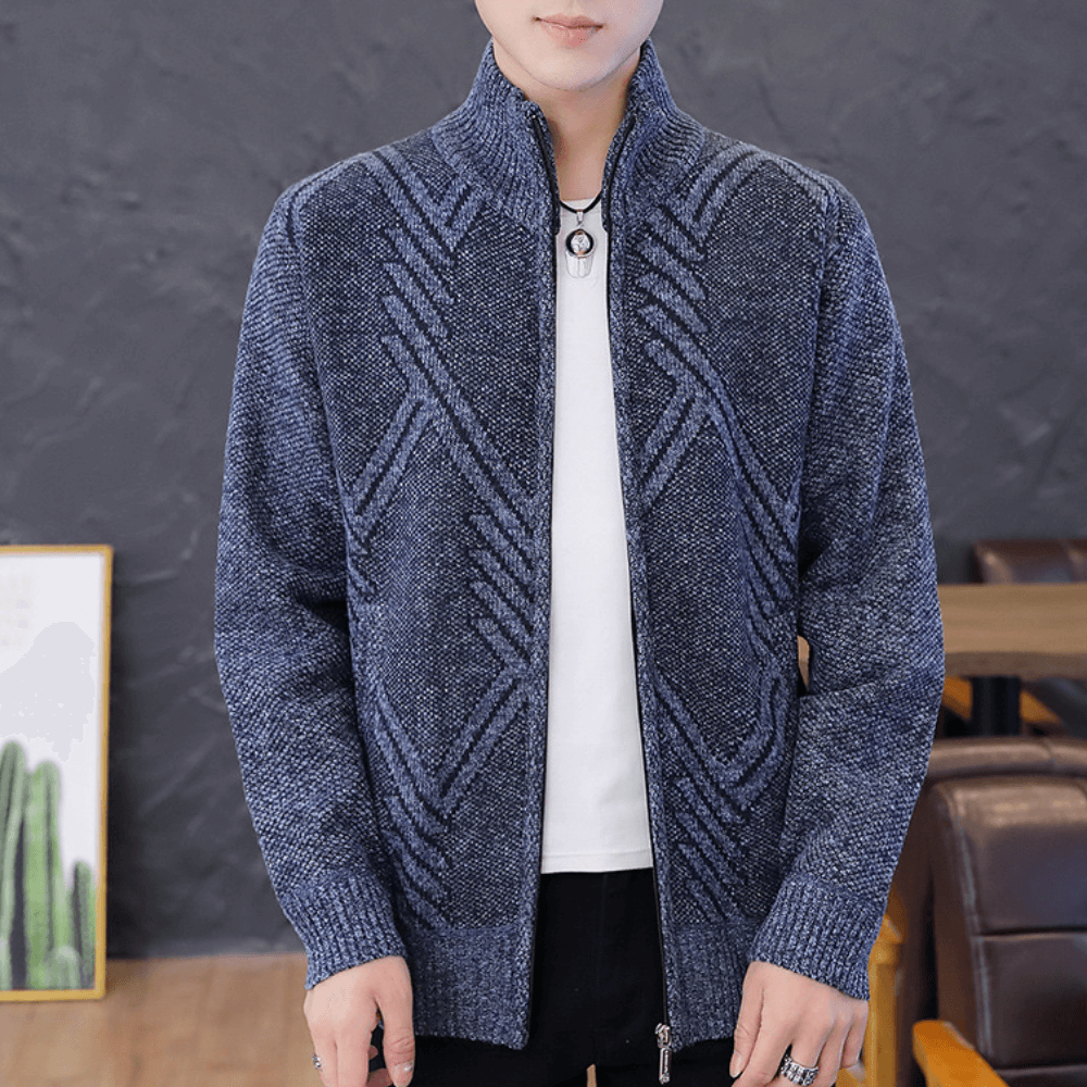 Graham Pritchard | Textured Knit Zip-Up Sweater For Men