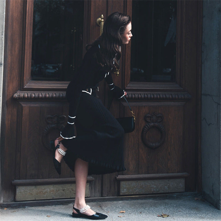 Beatrice Edwards | Ribbed Knit Collared Midi Dress