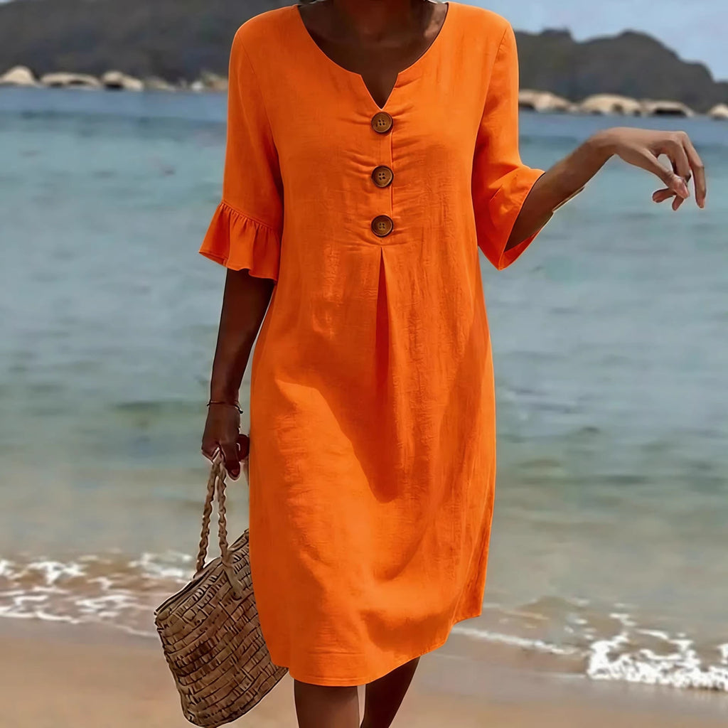 Amelia Whitmore | Casual Button Midi Dress For Women