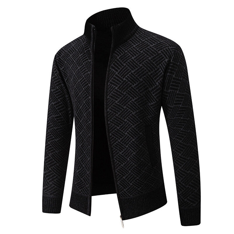 Clive Bramwell | Textured Zip-Up Sweater With Stand Collar