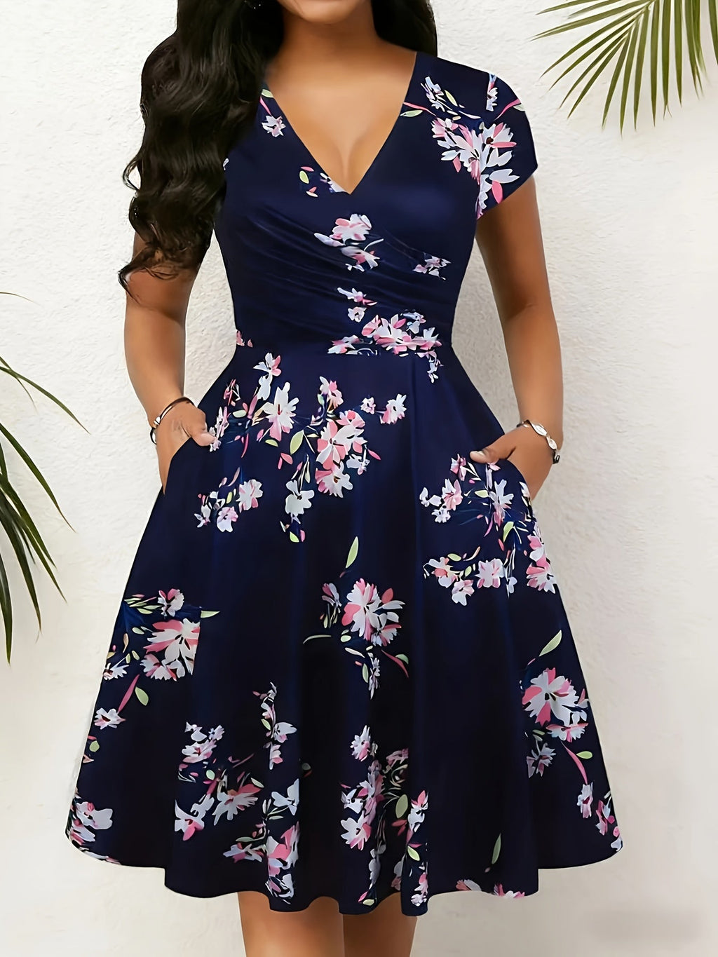 Harriet Blackwood | Floral A-Line Midi Dress With Pockets
