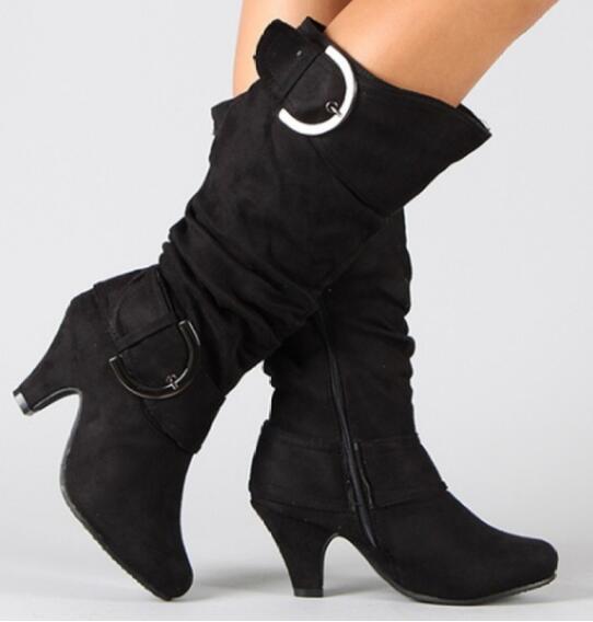 Georgina Pembridge | Suede Mid-Calf Boots With Buckle Detail