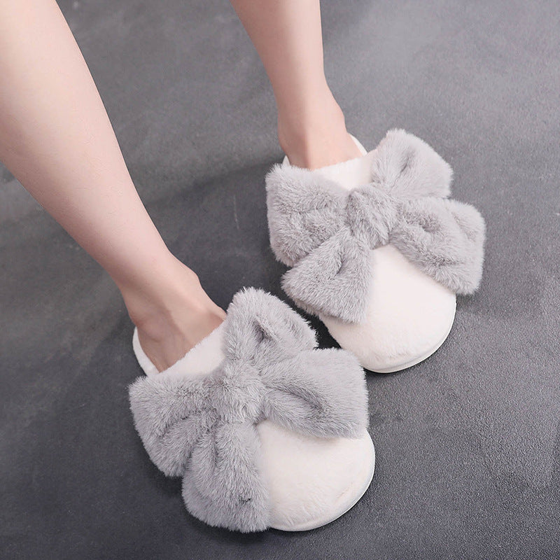 Phoebe Kingston | Faux Fur Bow Slippers