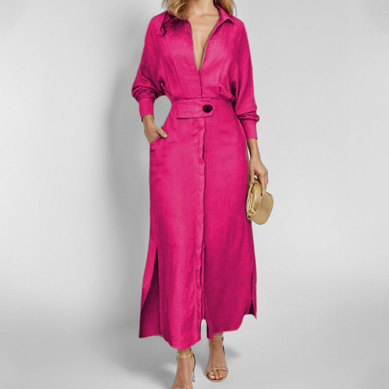 Imogen Barrowclough | Linen Maxi Dress With Tie-Waist Belt