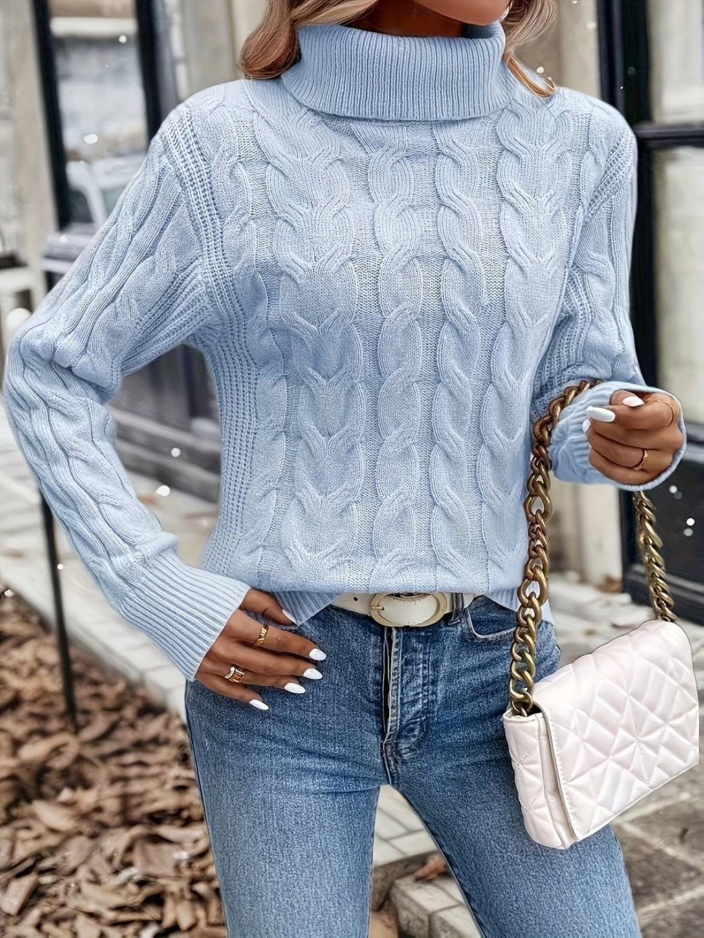 Kirsty Whitmore | Cozy Cable-Knit Turtleneck Sweater