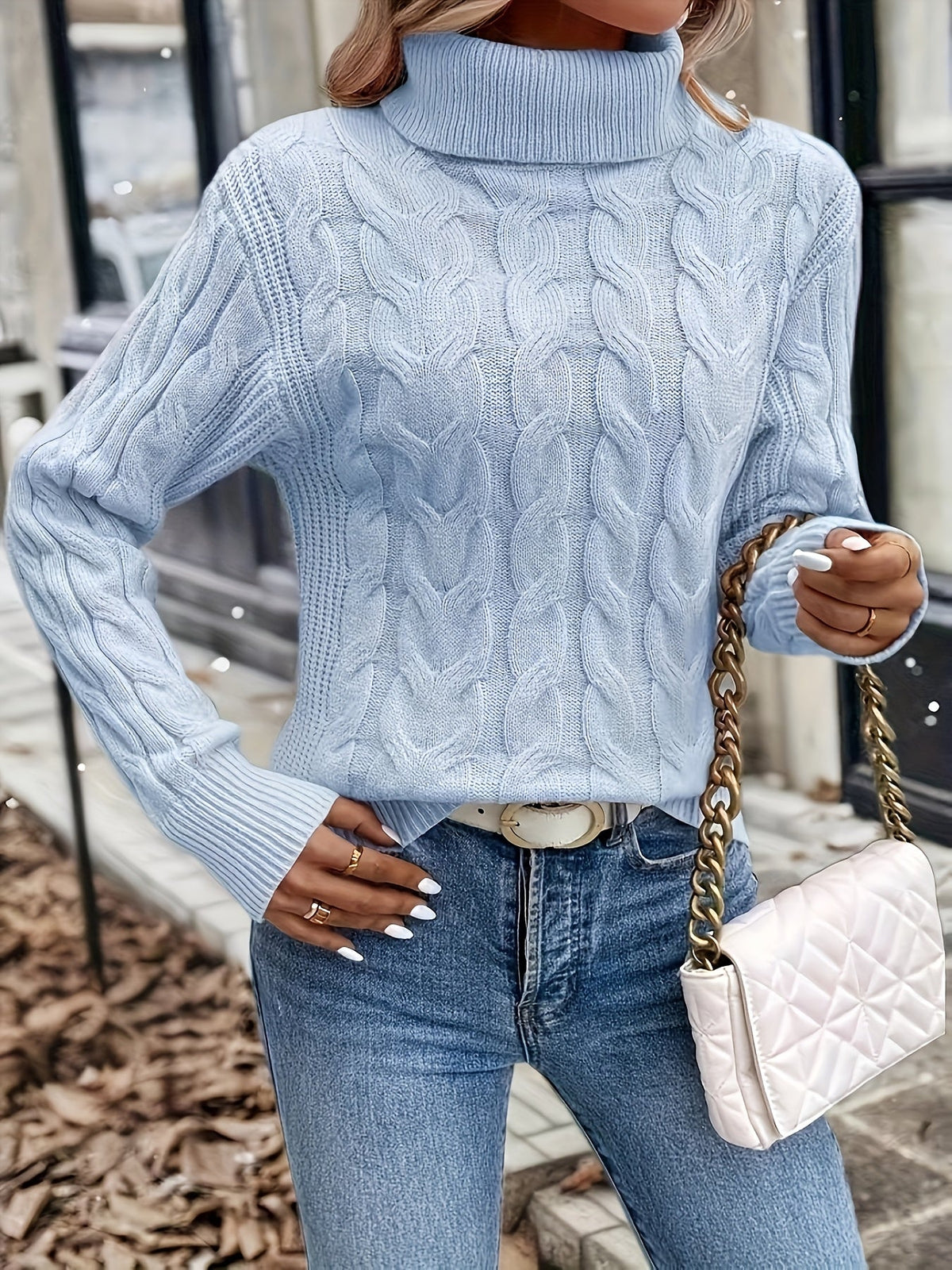 Kirsty Whitmore | Cozy Cable-Knit Turtleneck Sweater