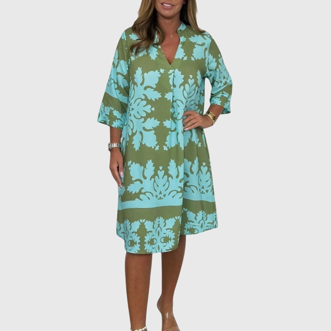 Beatrice Langley | Floral Print Summer Dress with V-Neck