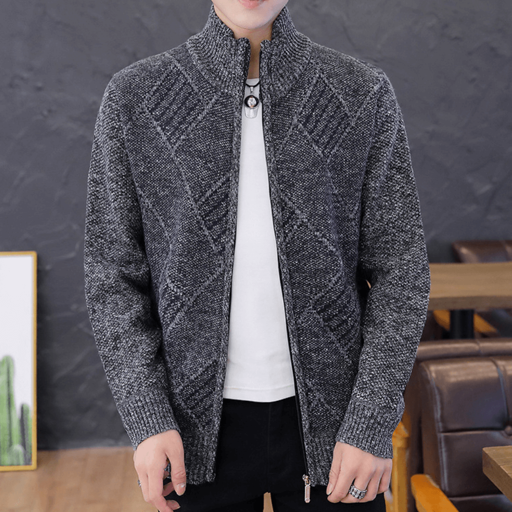 Graham Pritchard | Textured Knit Zip-Up Sweater For Men