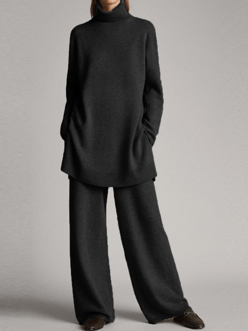 Florence Attwood | Blue Turtleneck Sweater Two-Piece Set