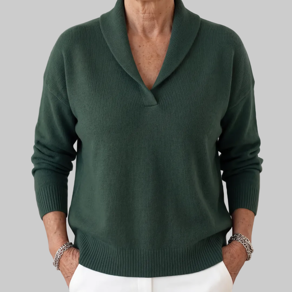 Relaxed Fit Shawl Collar Knit Jumper