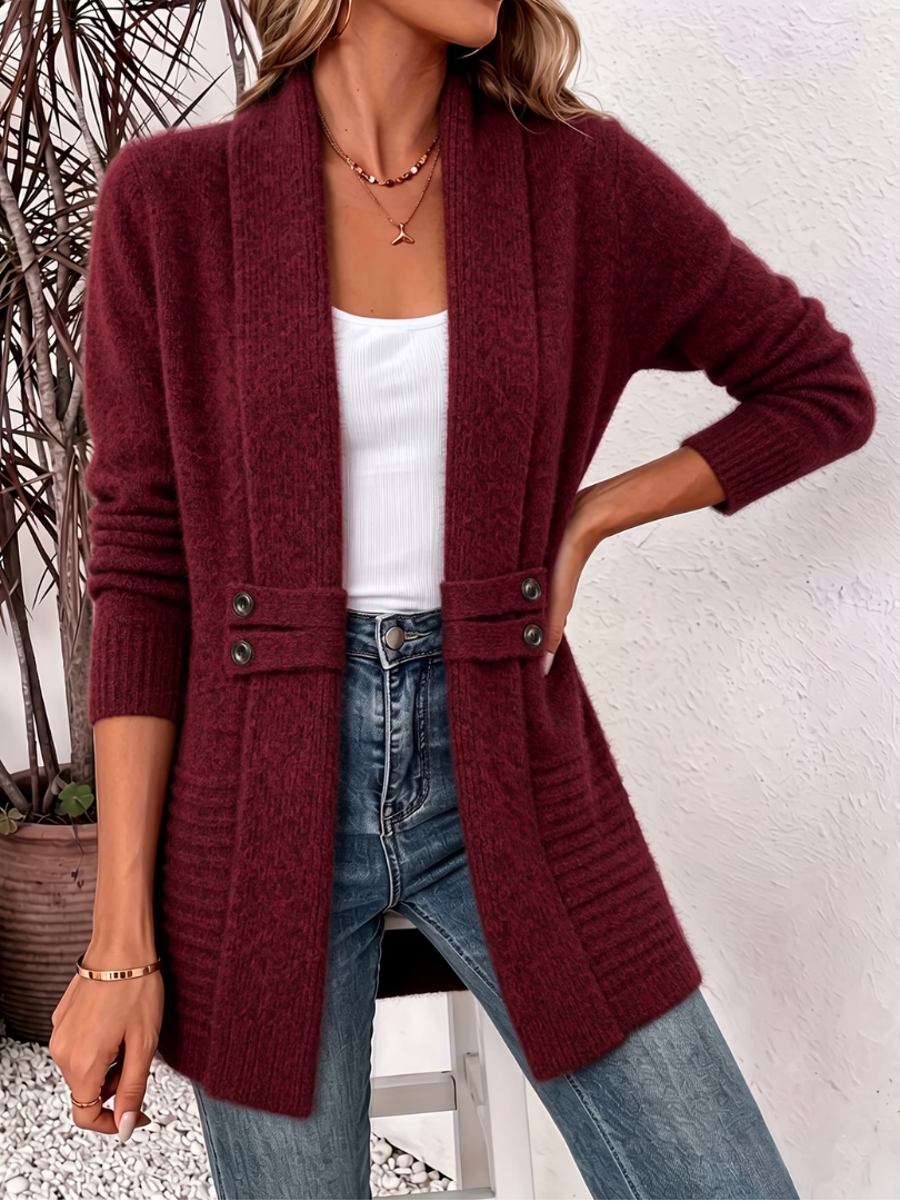 Open Front Knitted Cardigan