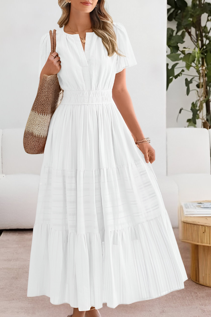 Freya Dunmore | Cotton Tiered Maxi Dress With Flutter Sleeves