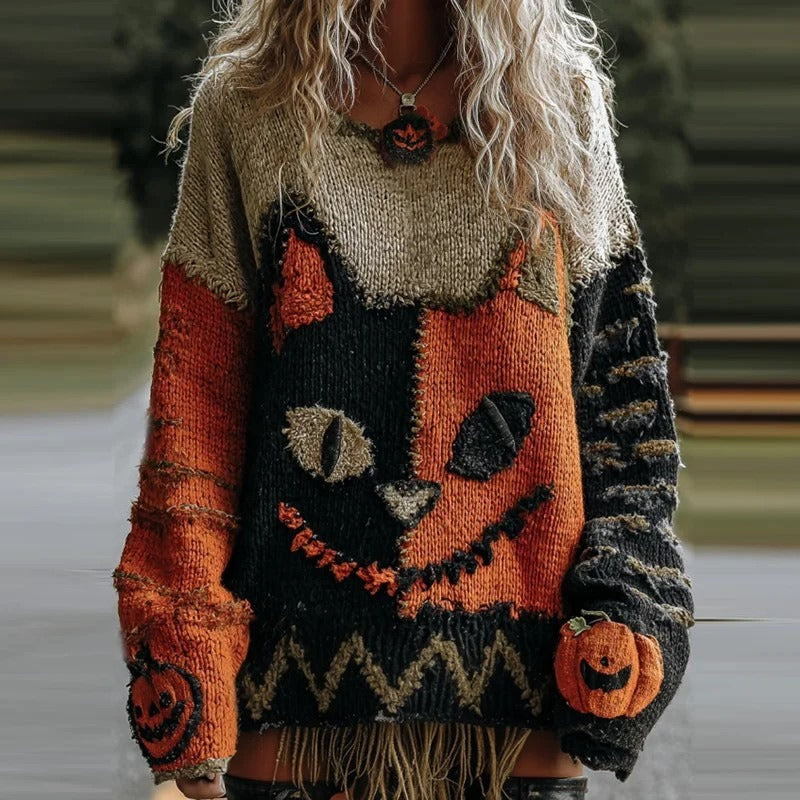 Callum Fairbanks | Pumpkin Bat Print Sweater For Men