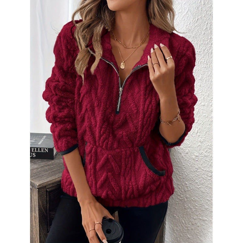 Cecily Morris | Fluffy Quarter-Zip Sherpa Sweater