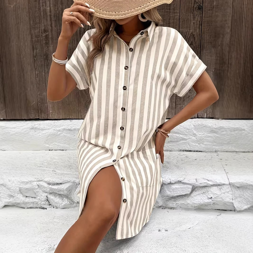 Charlotte Winslow | Striped Cotton Midi Shirt Dress