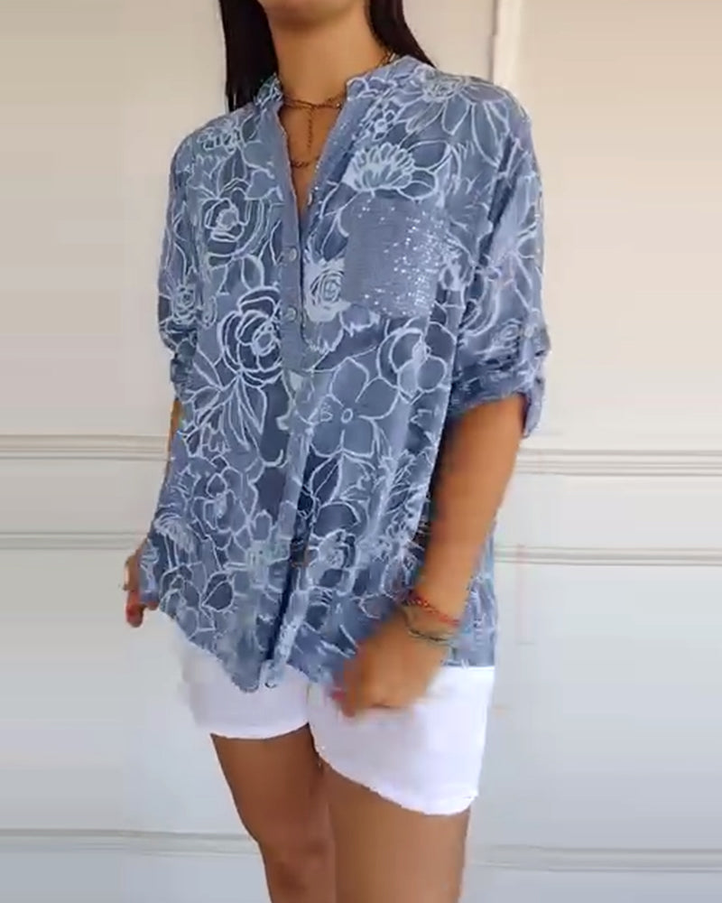 Imogen Sutcliffe | Floral Print Blouse With Roll-Up Sleeves