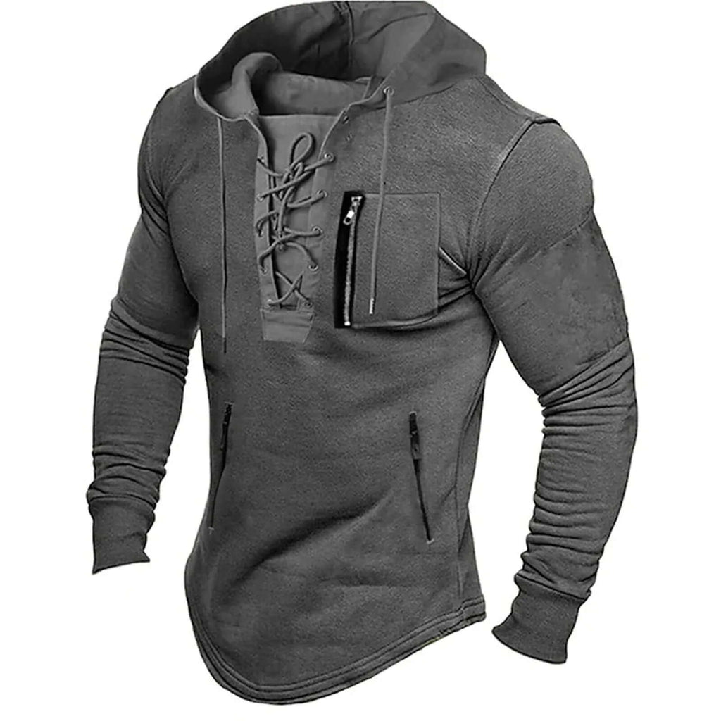 Elliot Marsh | Olive Lace-Up Hoodie With Zip Pocket