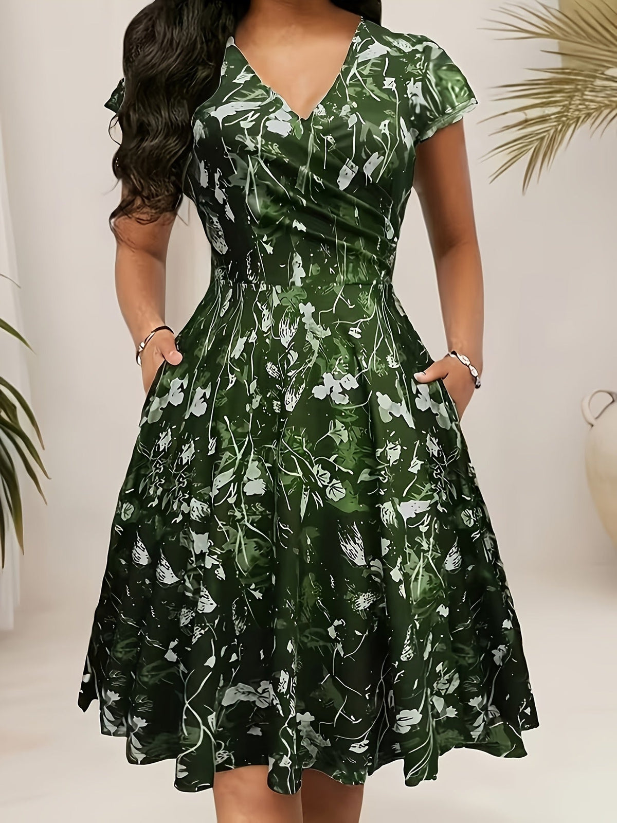 Harriet Blackwood | Floral A-Line Midi Dress With Pockets