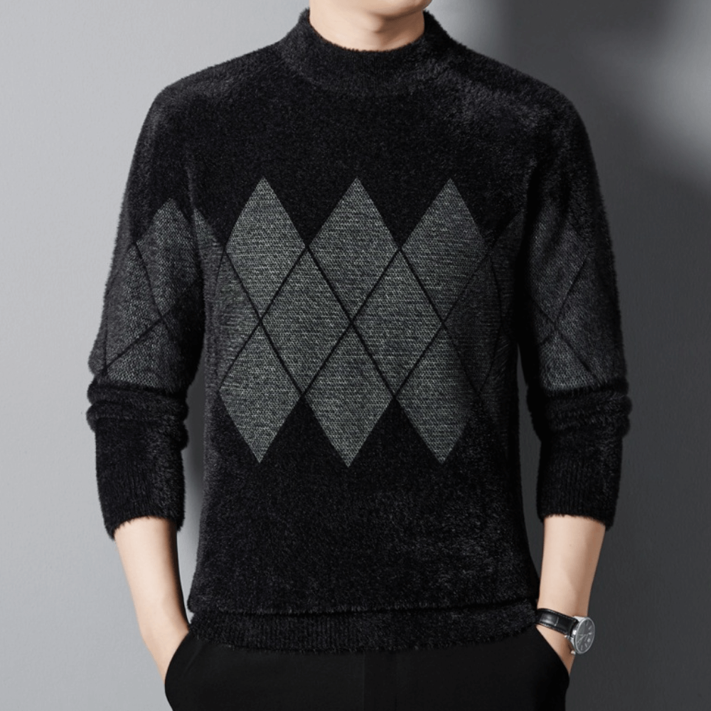 Edward Marchbanks | Argyle Mock Neck Sweater For Men