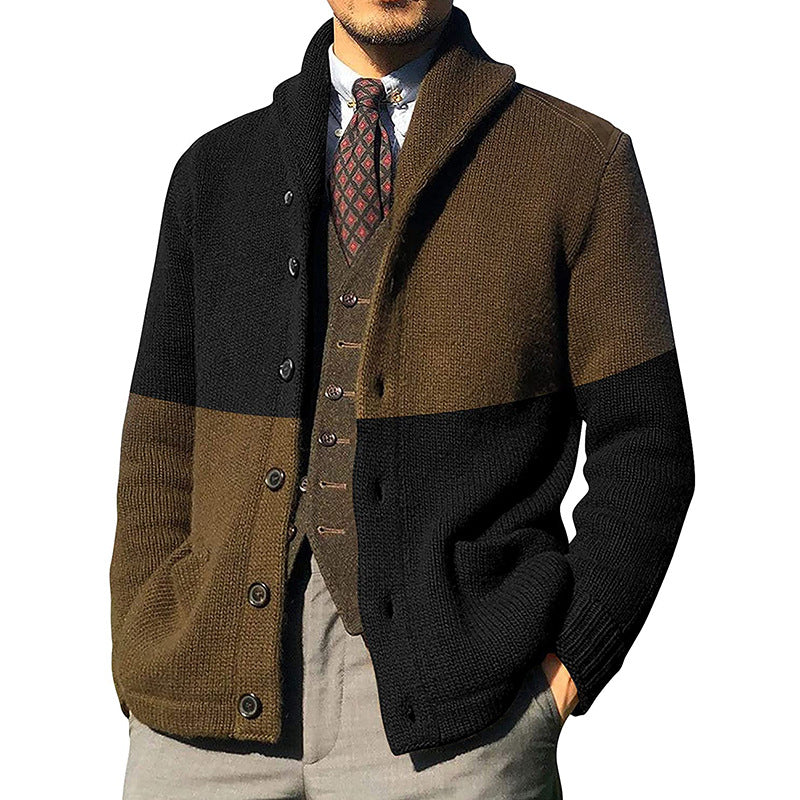 Charles Wetherby | Colour-Block Shawl Collar Knitted Cardigan