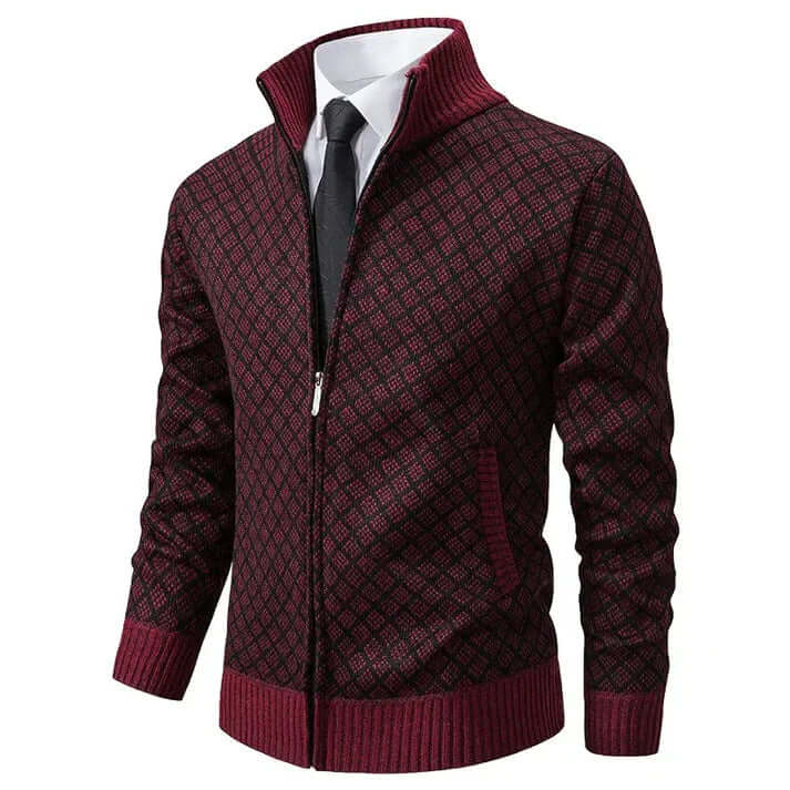 Nigel Thorpe | Diamond-Knit Zip-Up Cardigan