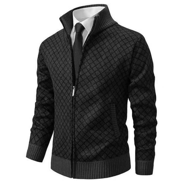 Nigel Thorpe | Diamond-Knit Zip-Up Cardigan