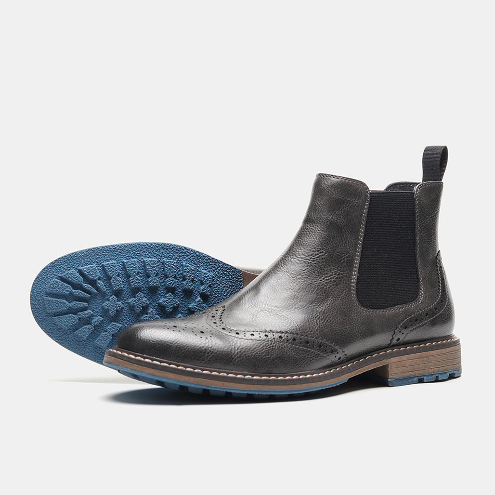 Callum Ferguson | Brown Leather Chelsea Boots With Brogue Detailing