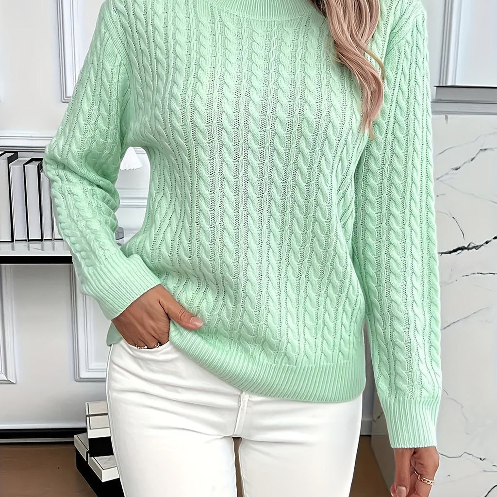 Millicent Hall | Cable-Knit Round Neck Sweater