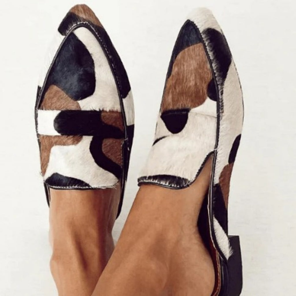 Genevieve Fairweather | Calf Hair Animal Print Mule Flats