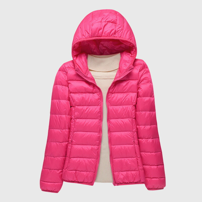 Lightweight Hooded Quilted Puffer Jacket with Front Zip