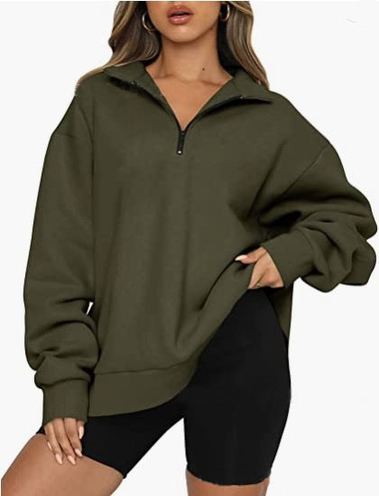 Eliza Sutcliffe | Blue Oversized Zip Collar Sweatshirt