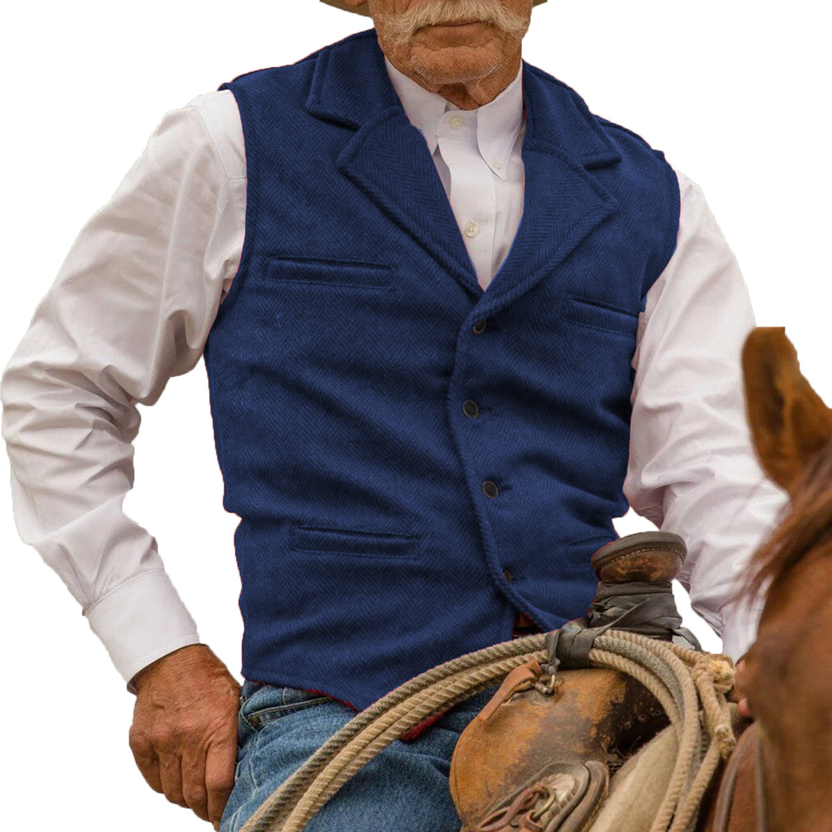 Percy Holloway | Herringbone Wool Slim-Fit Vest for Men