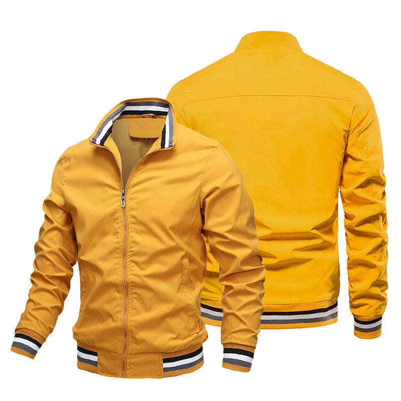 Alistair Thorne | Mens Jacket with Striped Rib Trim
