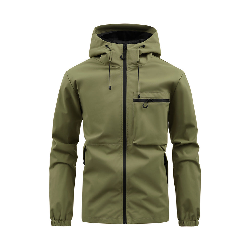 Tobias Robinson | Hooded Zip-Up Utility Jacket in Army Green