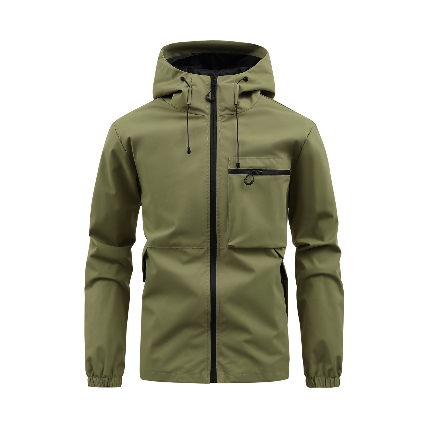 Tobias Robinson | Hooded Zip-Up Utility Jacket in Army Green