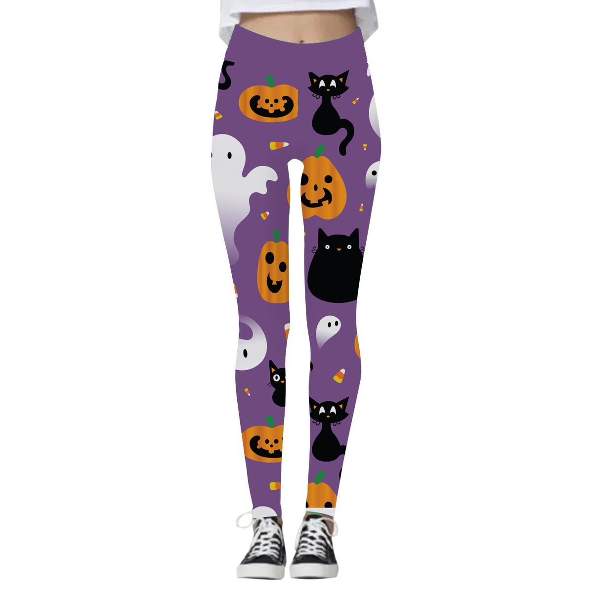 Clara Whitlock | Skull & Pumpkin Print Halloween Leggings