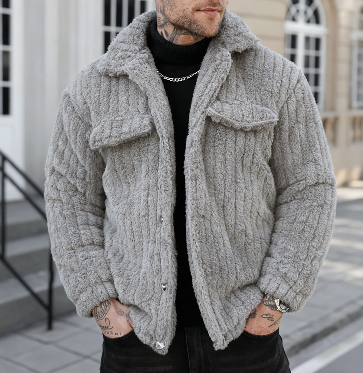 Fraser Lockhart | Black Teddy Fleece Mens Jacket