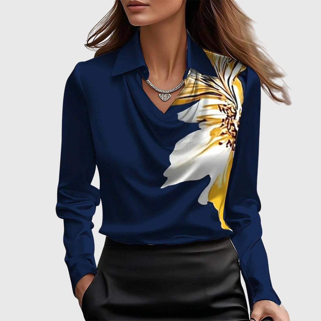 Cordelia Marchbank | Satin Cowl Neck Blouse With Collar