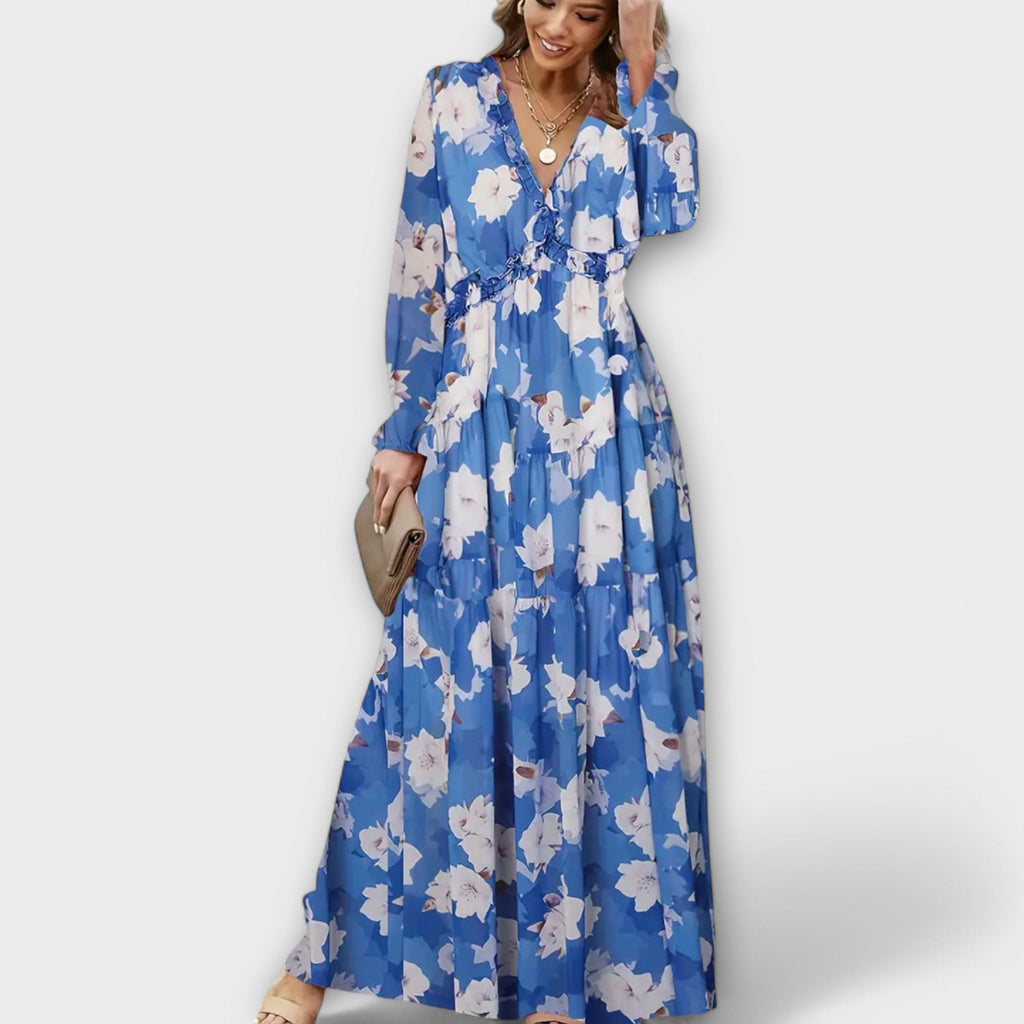 Lucia Bennett | Floral Maxi Dress With Tiered Skirt