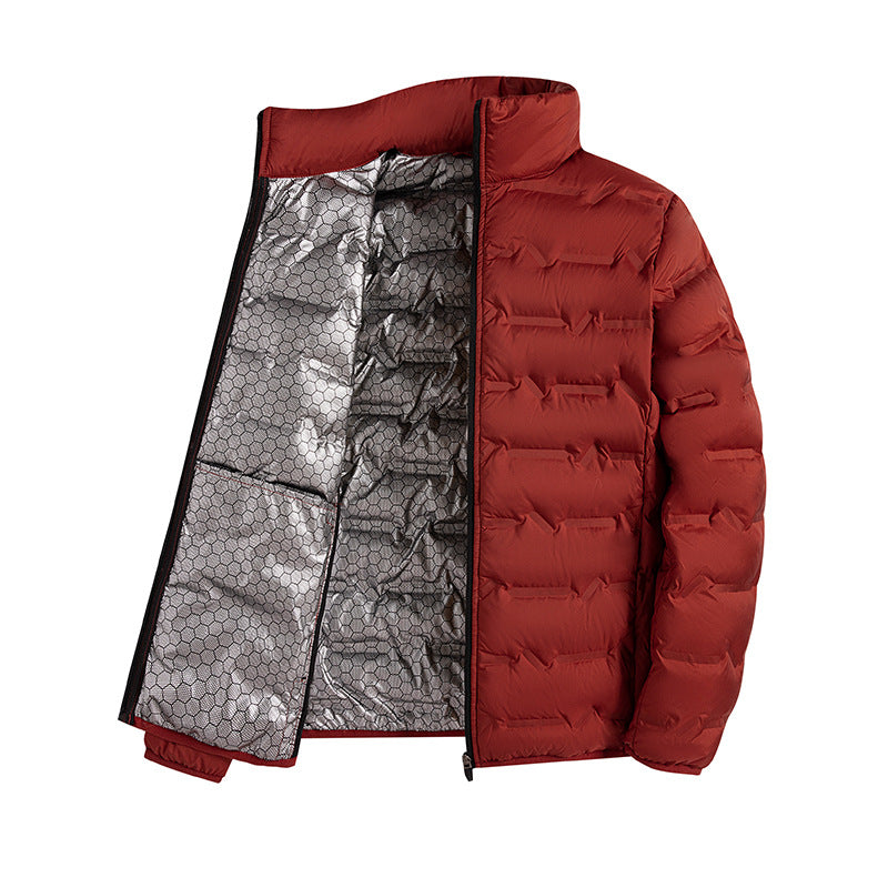 Freddie Osgood | Red Quilted Mens Jacket With Stand Collar