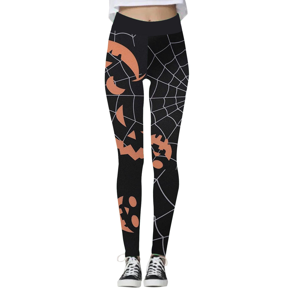 Clara Whitlock | Skull & Pumpkin Print Halloween Leggings