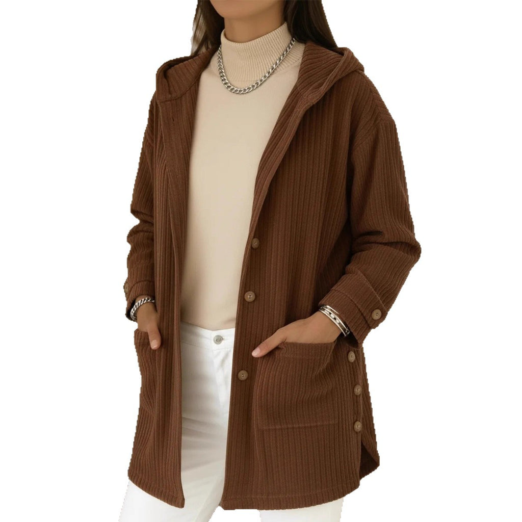 Verity Robinson | Corduroy Hooded Longline Jacket For Women